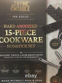 Thyme&table Pro Series Hard Anodized Cookware 15-piece Set