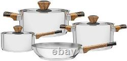 Tramontina 65180/316 Stainless Steel Cookware Set Wood Effect All Hob Types