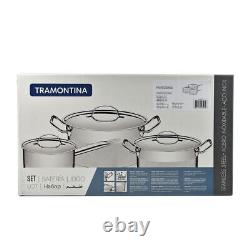 Tramontina Cookware Set 3 Saucepans 14, 16 & 20cm Triple Layer Base Silver