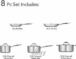 Tramontina Gourmet 8 Piece Tri-Ply Clad Stainless Steel Cookware Set NEW