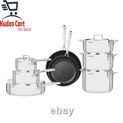 Tramontina Tri Ply 14pc Cookware Set Stainless Steel Frying Sauce Pan Pot Induct