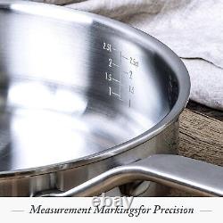 Tri-Ply Stainless Steel Induction 20cm/2.9 Litre Saucepan Pot with Lid, Multi C
