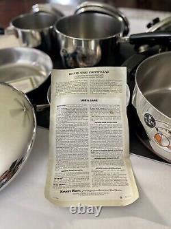 VTG. REVERE WARE 1801 Copper Clad Bottom 10 Pc. Cookware Pot Pan Set NEW OS! USA