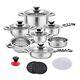 Velaze Cookware Set 16 Piece Stainless Steel Kitchen Cooking Pot&Pan Sets