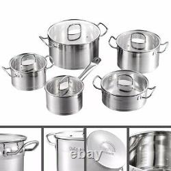 Velaze Cookware Set 9 Piece Stainless Steel Kitchen Cooking Pot Pan Sets