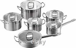 Velaze Mayne Cookware Set Induction Stainless Steel Casserole Pans Stock Pot Lid