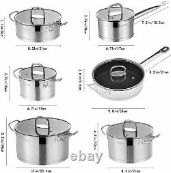 Velaze Mayne Cookware Set Induction Stainless Steel Casserole Pans Stock Pot Lid