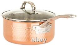 Viking 3-Ply Hammered Copper Clad 10 PC Cookware Set with Tempered Glass Lid NEW