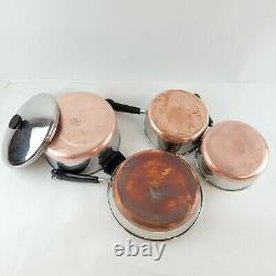 Vintage 11 Piece Revere Ware USA Copper Bottom Cookware Set Pots Pans