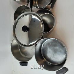 Vintage 11 Piece Revere Ware USA Copper Bottom Cookware Set Pots Pans