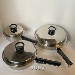 Vintage 6 Pc. Amway Queen Stainless Steel Multi-Ply-18/8 Cookware Set, USA pots