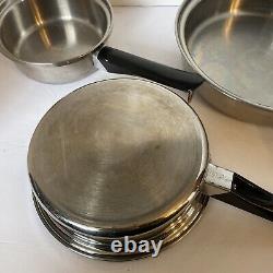 Vintage 6 Pc. Amway Queen Stainless Steel Multi-Ply-18/8 Cookware Set, USA pots