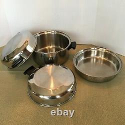 Vintage Amway Queen 18/8 Stainless Multi Ply Cookware/Salad Master Shredder 35pc