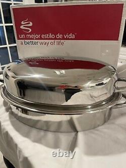 Vintage LIFETIME COOKWARE 04 Stainless Steel Oval Turkey Roaster WithLid 18x13