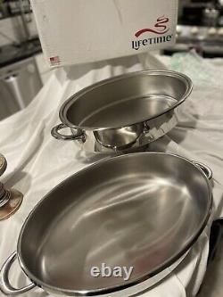 Vintage LIFETIME COOKWARE 04 Stainless Steel Oval Turkey Roaster WithLid 18x13