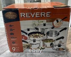 Vintage NEW Revere Ware Copper Clad Bottom Cookware Pot Pan 9 Piece Set RARE