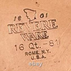 Vintage REVERE WARE 16 Qt Stock Pot/Lid Stainless Steel Copper Bottom 81 Rome NY