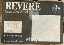 Vintage REVERE WARE COOKWARE SET Stainless Steel New In Box NOS NIB SEALED 80s