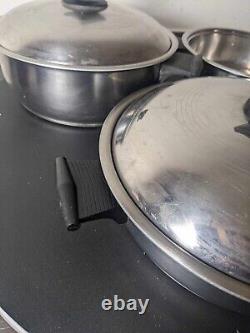 Vintage Rena Ware Ultra Ply Stainless Steel Pot/Pan Set Of 3 & Lids USA