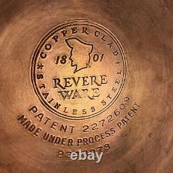 Vintage Revere Ware Stainless Copper Casserole Au Gratin Pan Lid Double Ring 9