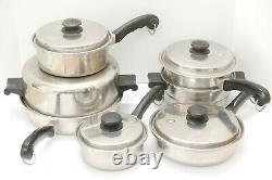 Vintage SALADMASTER COOKWARE Pot Pan Lid Set 18-8 STAINLESS STEEL 11 PIECES