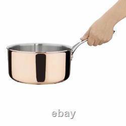 Vogue Tri Wall Copper Saucepan Heavy Duty Induction Safe Cookware 3.3 Litres