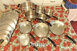 Vtg. Revere Ware ##all## Pieces Are Pre 1968 Stainless, Copper Btm. Cookware Set