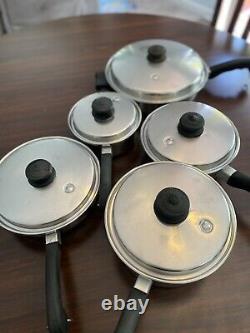 Vtg Saladmaster Cookware 11 Pc Set Pots Pans Lids Skillet 18-8 Tri-Clad SS US