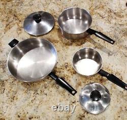 West Bend 5 Piece Cookware Set Stainless Steel 1 & 2 qt Pots & 10 Frying Pan