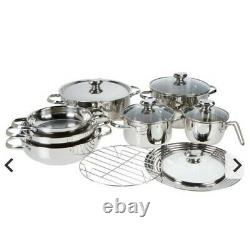 Wolfgang Puck 13-piece Stainless Steel Cookware Set-New Open Box-Orig. $209.95