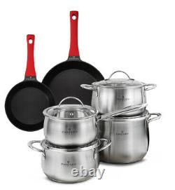 Zwieger Practi Plus Cookware Set + Obsidian Frypans Set 10 Pieces Pots Pans Lids